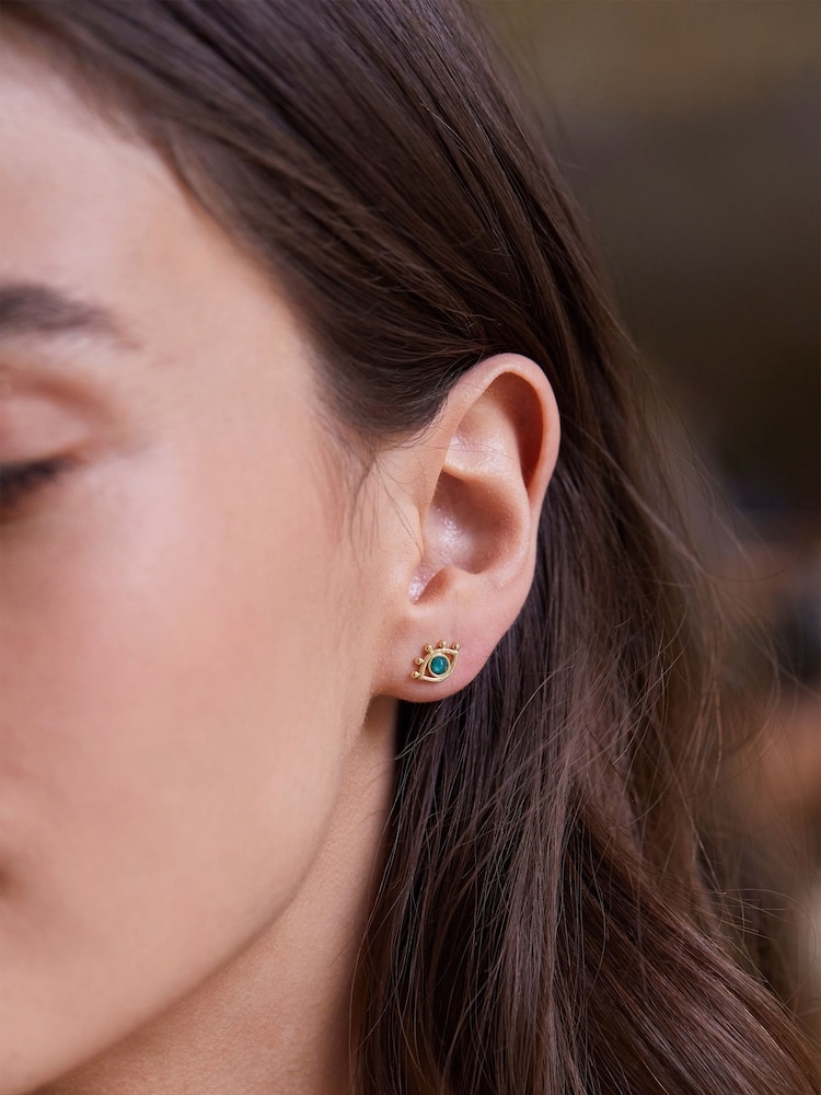 Estella Bartlett Gold Tone Cubic Zirconia Eye Stud Earrings - Image 3 of 3