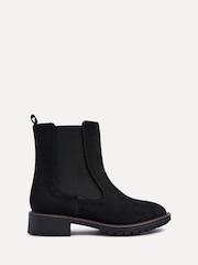 Linzi Black Holland Wide Fit Faux Suede Chelsea Boots With Stretch Panel - Image 3 of 6