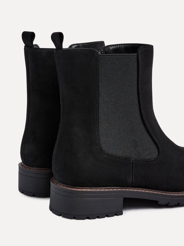 Linzi Black Holland Wide Fit Faux Suede Chelsea Boots With Stretch Panel - Image 6 of 6