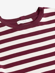 Rayas en color baya/crudo - Camiseta de manga corta con cuello redondo de tejido grueso - Imagen 7 de 7