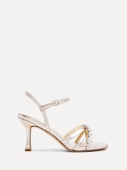 Linzi Gold Eva Diamante Heeled Sandals With Wrap Around Ankle Strap - Image 2 of 5