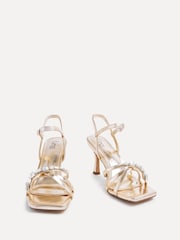 Linzi Gold Eva Diamante Heeled Sandals With Wrap Around Ankle Strap - Image 3 of 5