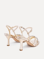 Linzi Gold Eva Diamante Heeled Sandals With Wrap Around Ankle Strap - Image 4 of 5