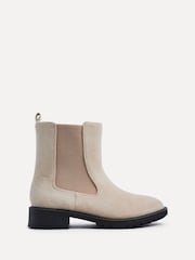 Linzi Nude Holland Wide Fit Faux Suede Chelsea Boots With Stretch Panel - Image 3 of 6
