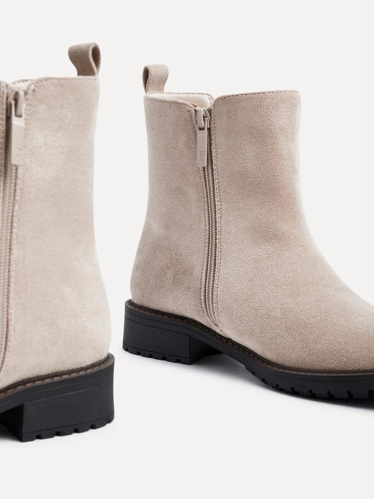 Linzi Nude Holland Wide Fit Faux Suede Chelsea Boots With Stretch Panel - Image 6 of 6