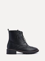 Linzi Black Kinsley Wide Fit Lace-Up Biker Ankle Boots - Image 2 of 6