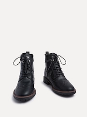 Linzi Black Kinsley Wide Fit Lace-Up Biker Ankle Boots - Image 3 of 6