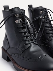 Linzi Black Kinsley Wide Fit Lace-Up Biker Ankle Boots - Image 4 of 6