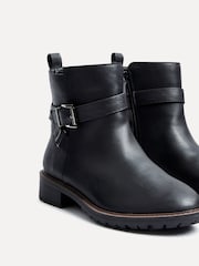 Linzi Black Edie Wide Fit Buckle Detail Ankle Boots - Image 5 of 5