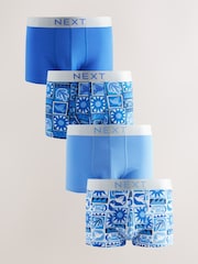 Blue Tile Pattern Hipsters Boxers 4 Pack - Image 1 of 7