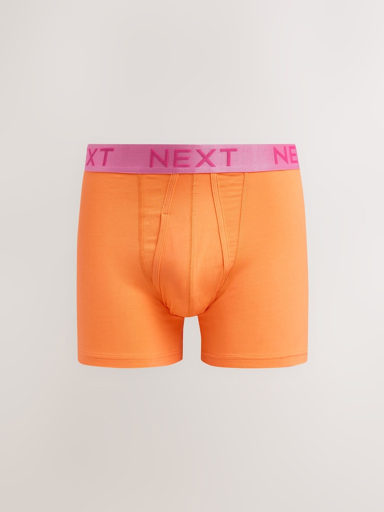 Orange/Blue/Pink Contrast Brights 5 Pack A-Front Boxers - Image 3 of 9
