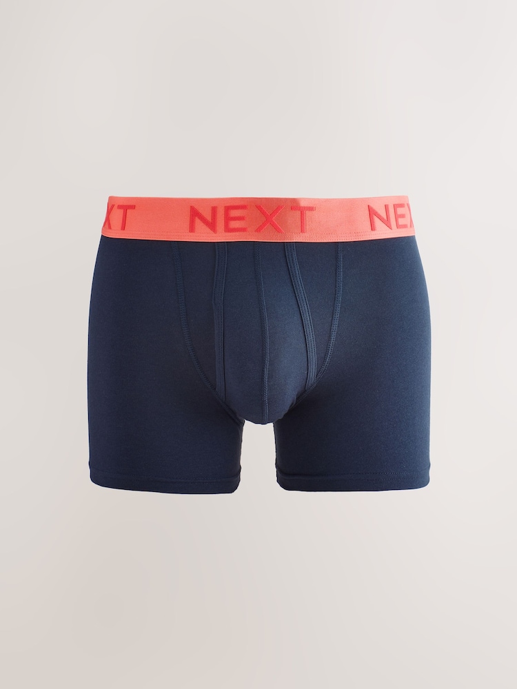Navy Bright Contrast Waistband 10 pack A-Front Boxers - Image 11 of 14