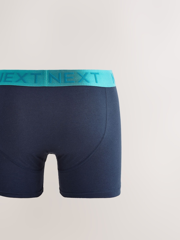 Navy Bright Contrast Waistband 10 pack A-Front Boxers - Image 12 of 14