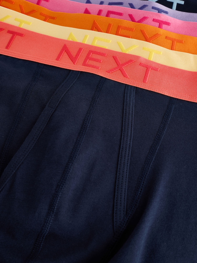 Navy Bright Contrast Waistband 10 pack A-Front Boxers - Image 14 of 14