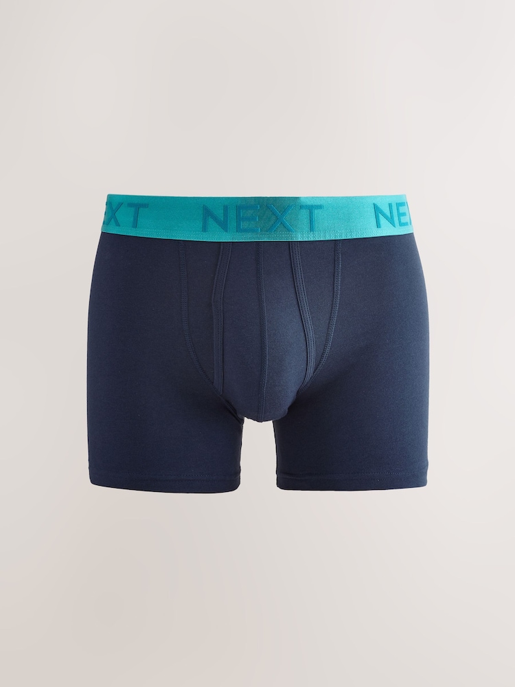 Navy Bright Contrast Waistband 10 pack A-Front Boxers - Image 2 of 14