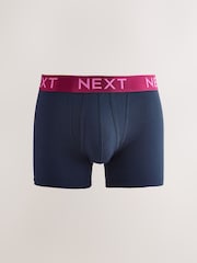 Navy Bright Contrast Waistband 10 pack A-Front Boxers - Image 3 of 14