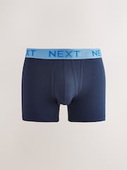Navy Bright Contrast Waistband 10 pack A-Front Boxers - Image 4 of 14