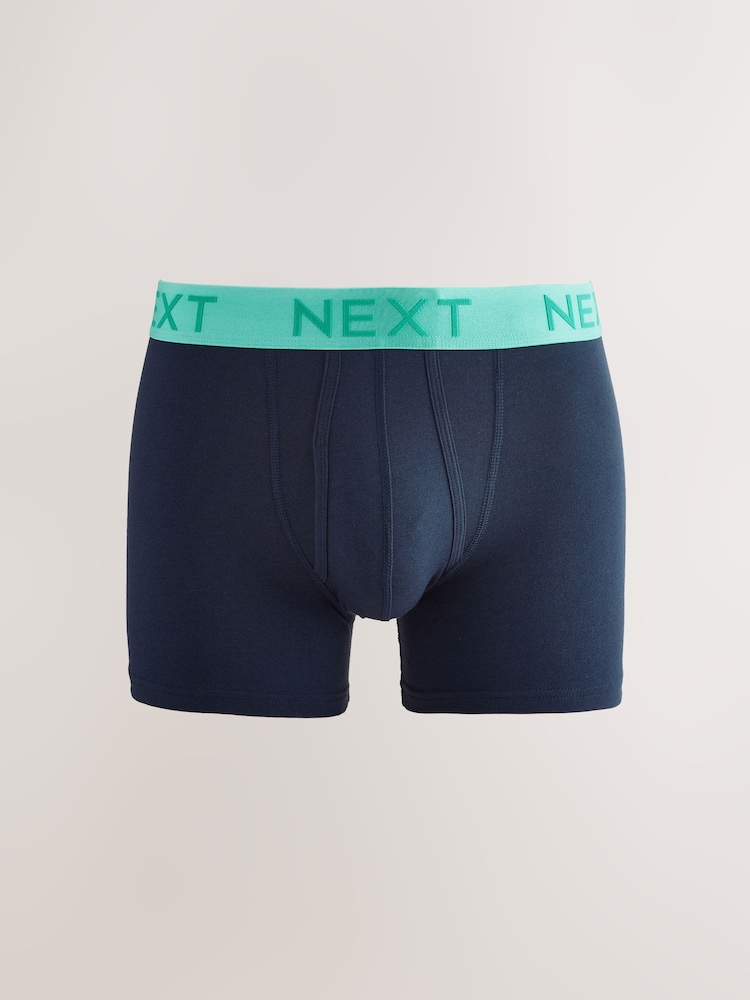 Navy Bright Contrast Waistband 10 pack A-Front Boxers - Image 5 of 14