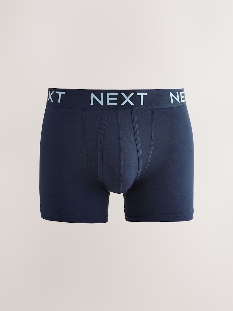 Navy Bright Contrast Waistband 10 pack A-Front Boxers - Image 6 of 14