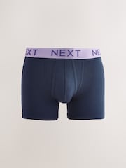 Navy Bright Contrast Waistband 10 pack A-Front Boxers - Image 7 of 14
