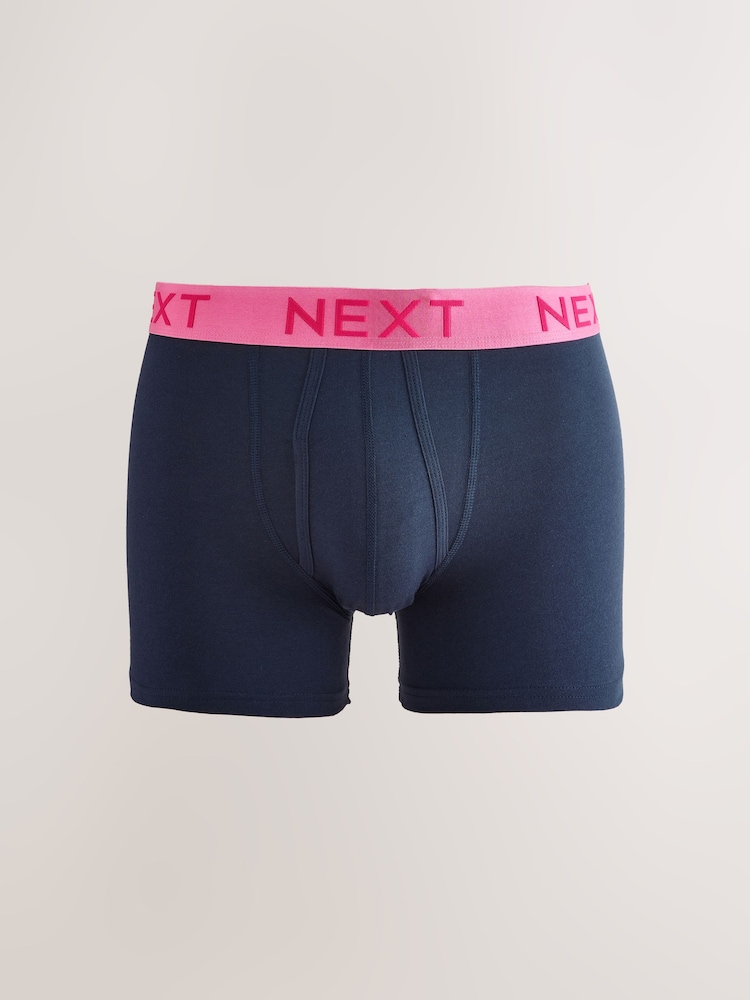 Navy Bright Contrast Waistband 10 pack A-Front Boxers - Image 8 of 14