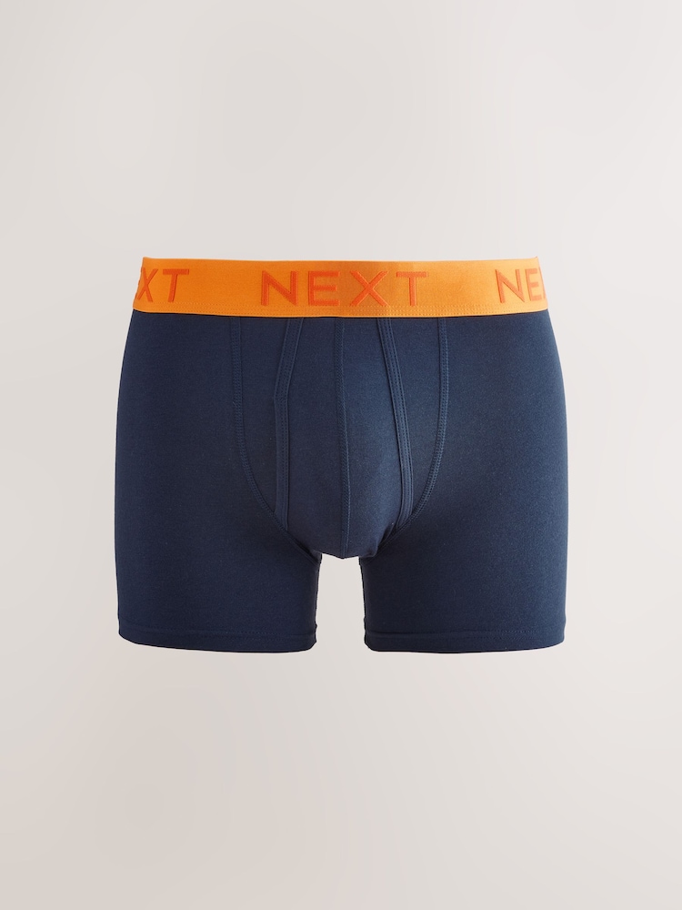 Navy Bright Contrast Waistband 10 pack A-Front Boxers - Image 9 of 14