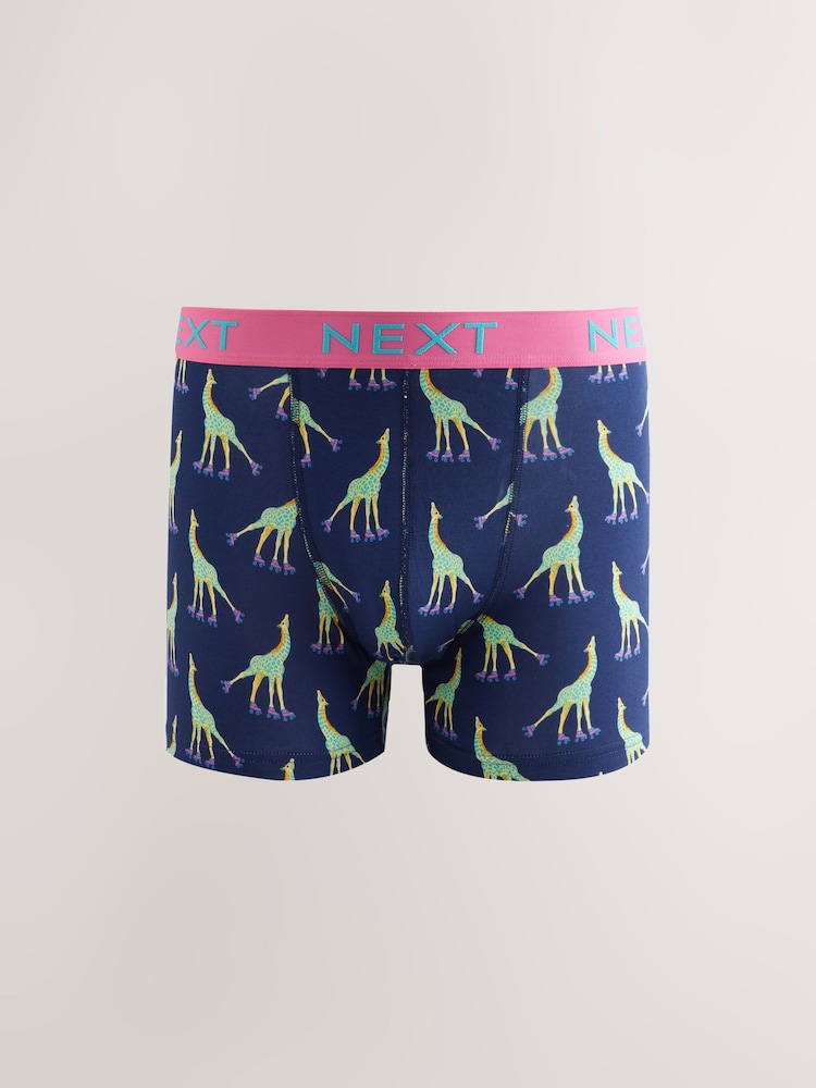 Bright Purple/Pink/Blue/Navy Fun Animals 4 pack Rich Trunks Boxers - Image 5 of 8