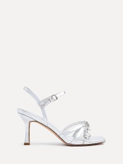 Linzi Silver Eva Diamante Heeled Sandals With Wrap Around Ankle Strap - Image 2 of 5