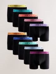 Black Bright Contrast Waistbands Trunks 10 Pack - Image 1 of 14