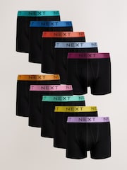 Black Bright Colour Shiny Waistbands 10 pack A-Front Boxers - Image 1 of 14