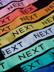 Black Bright Colour Shiny Waistbands 10 pack A-Front Boxers - Image 12 of 14