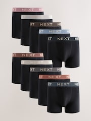 Black Pastel Texture Waistband Rich Trunk Boxers 10 Pack - Image 1 of 14