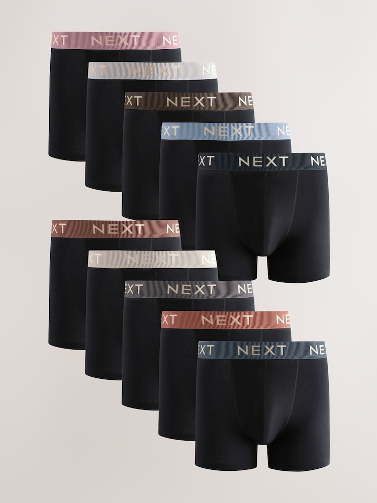 Black Pastel Texture Waistband Rich Trunk Boxers 10 Pack - Image 1 of 14
