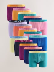Bright Orange/ Pink/ Green/ Yellow Contrast 15 Pack A-Front Boxers - Image 1 of 18