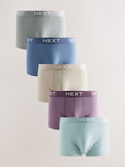 Blue/Neutral Hipster Trunks 5 Pack - Image 1 of 8
