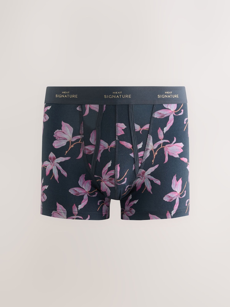 Blue/Pink Kew Collection Floral 4 pack Floral Print Signature Kew A-Fronts - Image 2 of 8