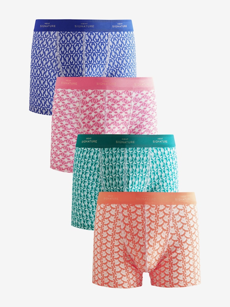 Estampado marino de color intenso - Signature Cotton Rich Boxers 4 Pack - Imagen 1 de 10