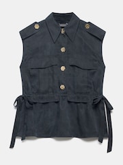 Mint Velvet Blue Sleeveless Utility Shirt - Image 3 of 4