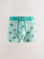 Blue/Green Tile Print A-Front Boxers 4 Pack - Image 2 of 8