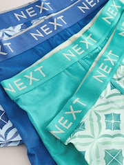 Blue/Green Tile Print A-Front Boxers 4 Pack - Image 7 of 8