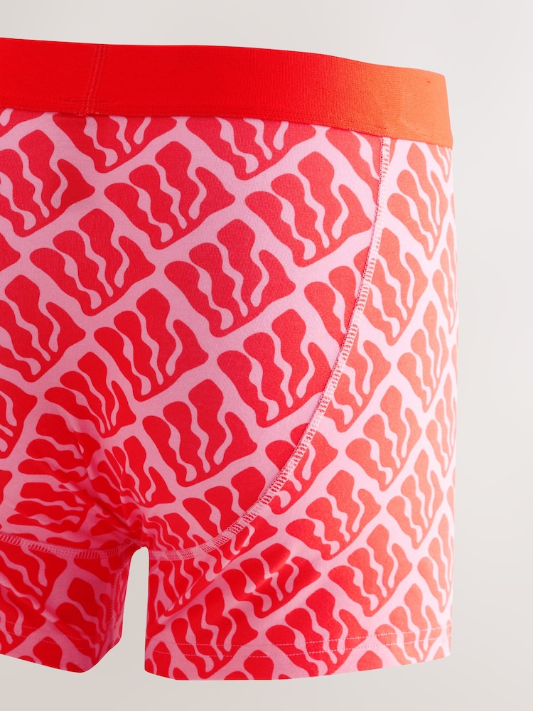 Leuchtend Rot/Grün/Gelb, Muster - Geometrisch - Boxershorts mit A-Front, 4er-Pack - Image 6 of 8