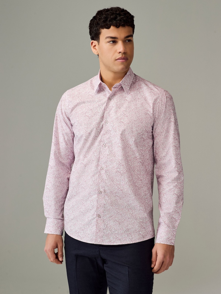 Pink Rooftop Wonder Regular Fit Signature Collection 100% Italian Fabric Printed Formal Shirt - Image 2 of 8