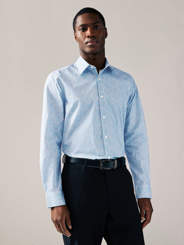 Hidcote Leaves Regular Fit Signature Collection 100% Italian Fabric Printed Formal Shirt - Image 4 of 8