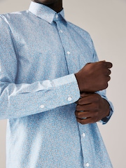 Hidcote Leaves Regular Fit Signature Collection 100% Italian Fabric Printed Formal Shirt - Image 5 of 8