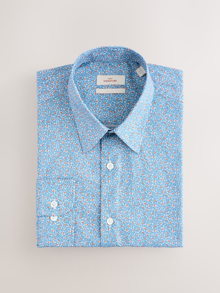 Hidcote Leaves Regular Fit Signature Collection 100% Italian Fabric Printed Formal Shirt - Image 6 of 8