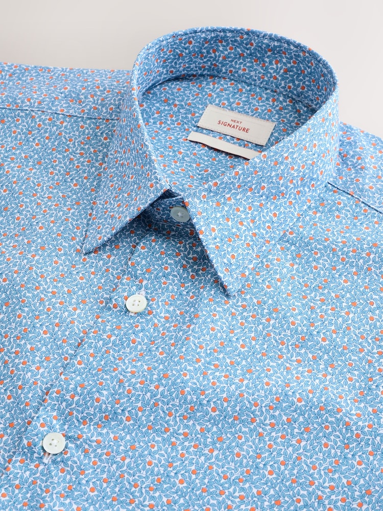 Hidcote Leaves Regular Fit Signature Collection 100% Italian Fabric Printed Formal Shirt - Image 7 of 8