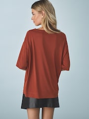 Orange Relaxed Fit Premium Modal Boxy T-Shirt - Image 3 of 5