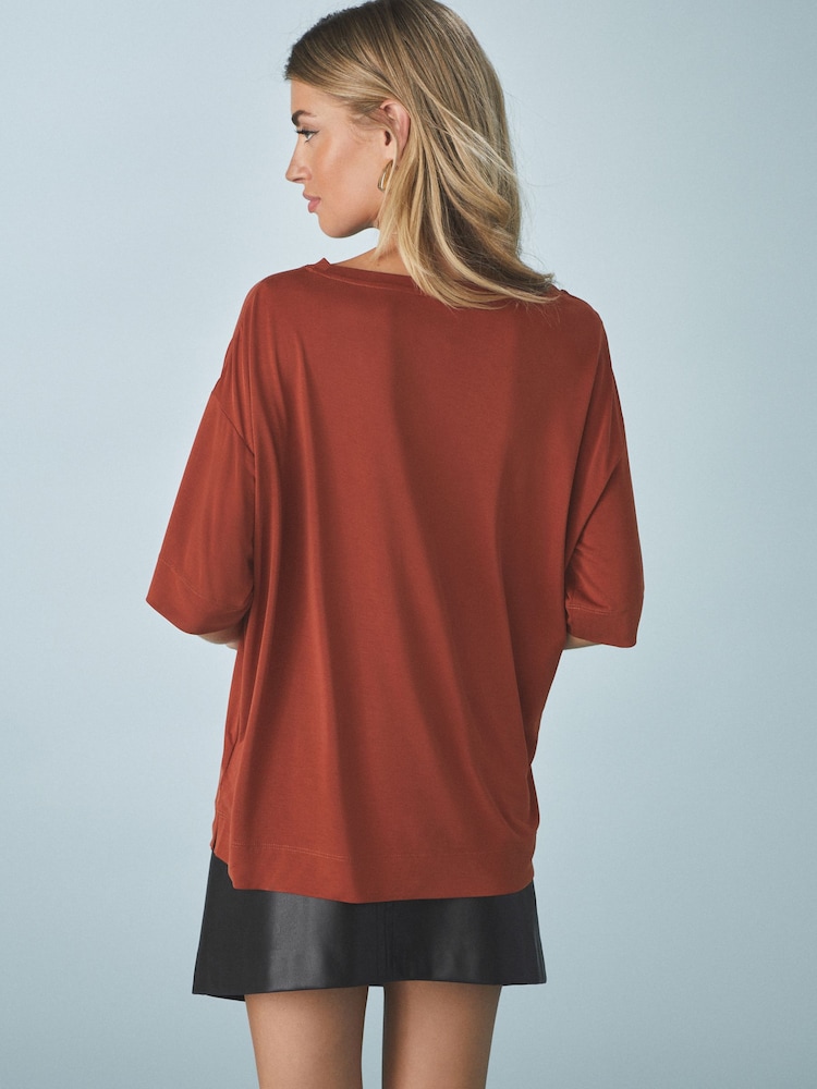 Orange N. Premium Relaxed Fit Modal Boxy T-Shirt - Image 3 of 8