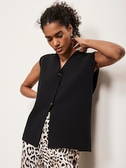 Mint Velvet Black Textured Waistcoat - Image 1 of 4