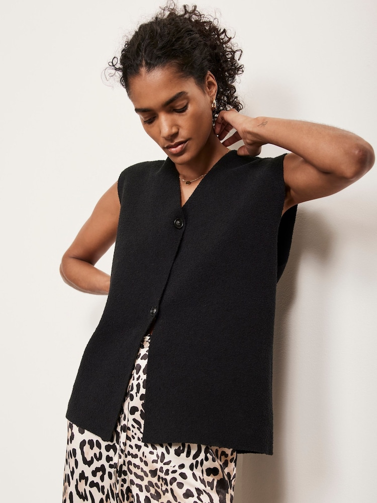 Mint Velvet Black Textured Waistcoat - Image 1 of 4